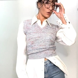 Static Sweater Vest - 70s Vintage Knit Sweater Vest