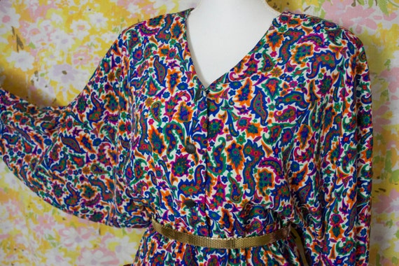 Paisley Pride Dress - 80s Vintage - image 1