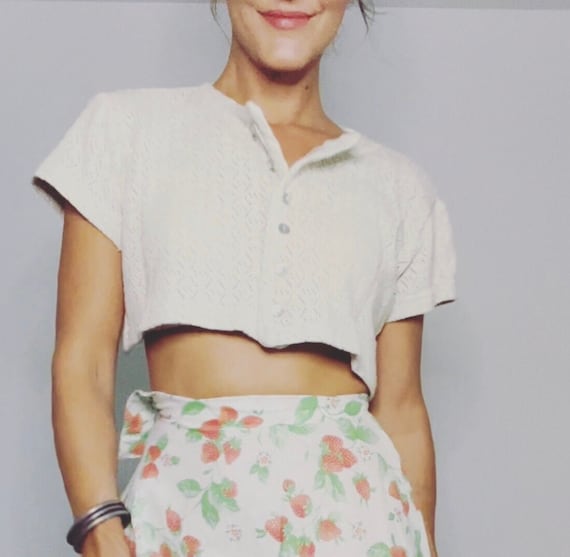 Soft Wheat Knit Crop - 90s vintage top