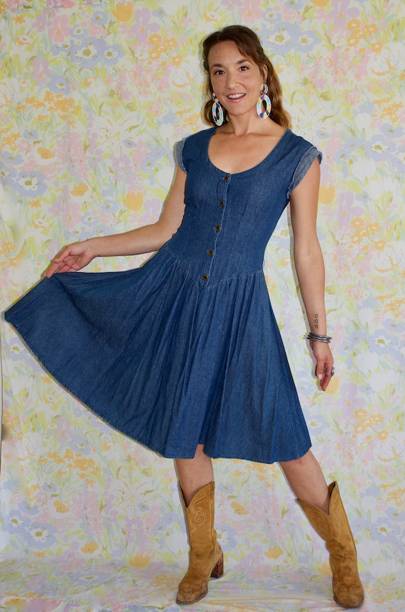 SweetHeart Denim Dress - Vintage Denim Dress