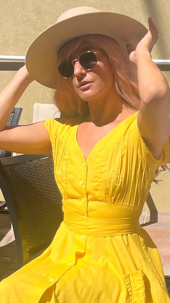 Sunflower Yellow Dress with Pockets