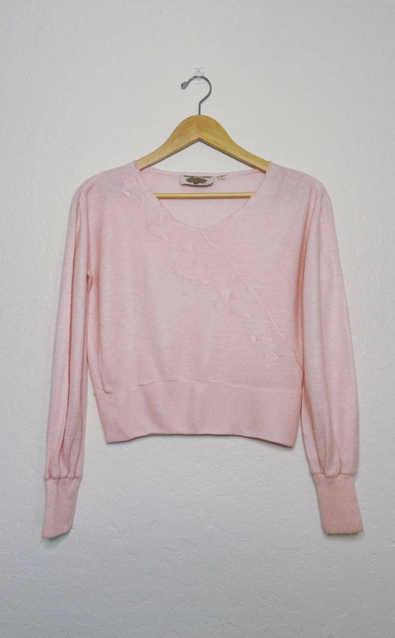 Powdery Pink Knit Sweater - 70s Vintage Sweater