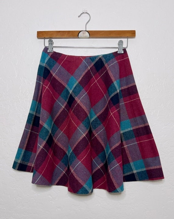 Handmade Wool Plaid Skirt - 60s vintage skirt