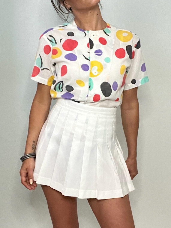 Primary Polka Dot Button Up Blouse