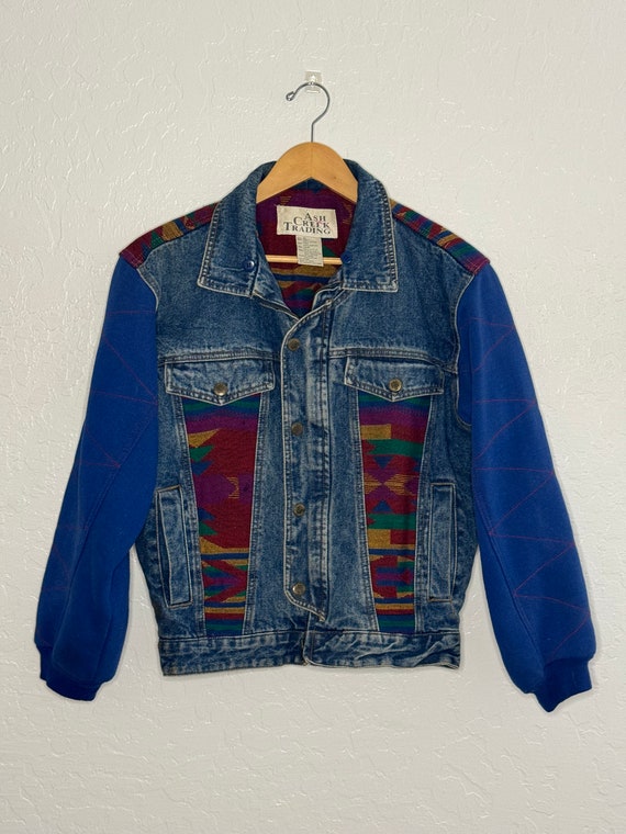 Southwest Comfort Lined Denim Jacket - 90s Denim Bomber Jacket