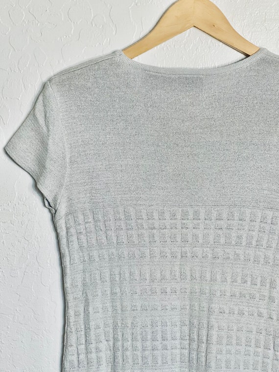Liz Claiborne Metallic Silver Knit Dress - 90s vintage dress