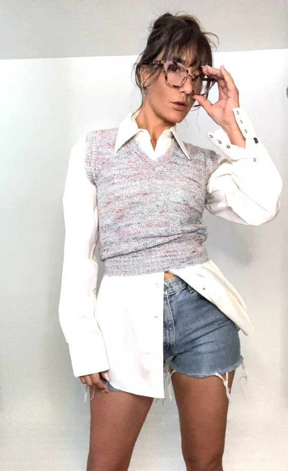 Static Sweater Vest - 70s Vintage Knit Sweater Vest