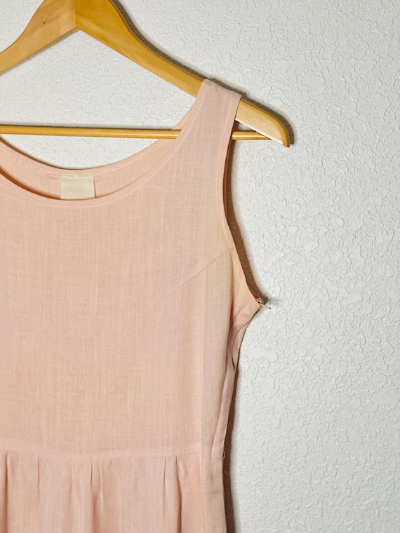 Light Peach Linen Sheath Dress - 80s Vintage Dress