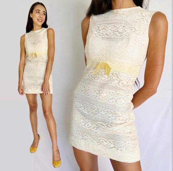 Lex's Lace Mod Mini Dress - 1950s Vintage Dress