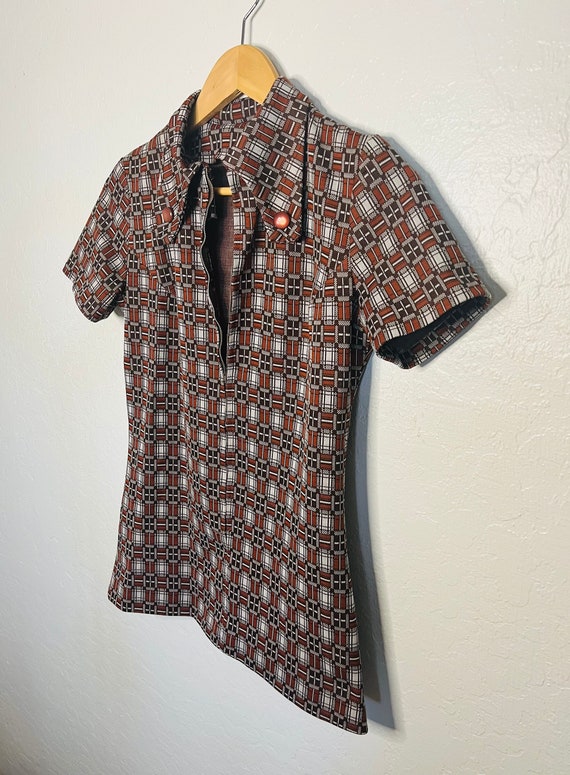 Retro Pin Collar Zipper Down Shirt - 60s/70s Vintage Shirt