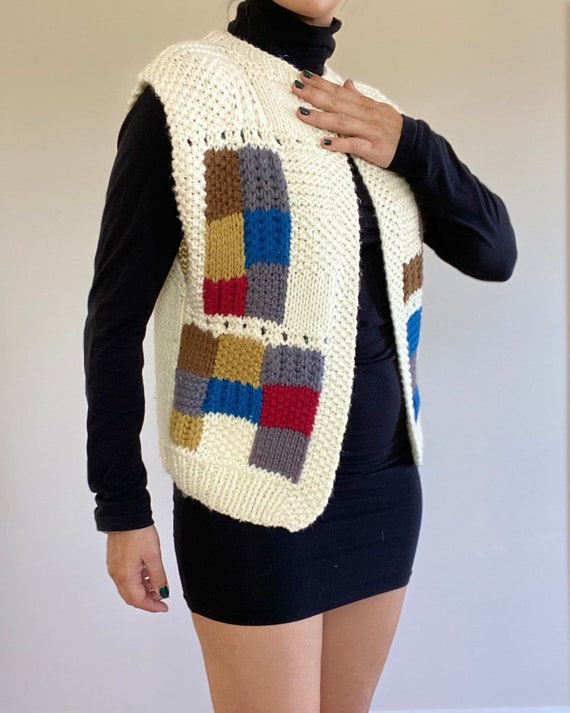 Basic Geometry Sweater Vest - 1990s Vintage Vest