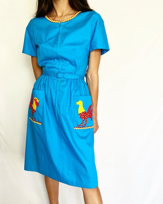 Rooster Party Dress - 1940s Vintage - image 7