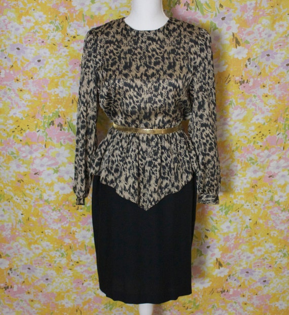 Animal Print Glamour Dress - 80s Vintage Cocktail Dress