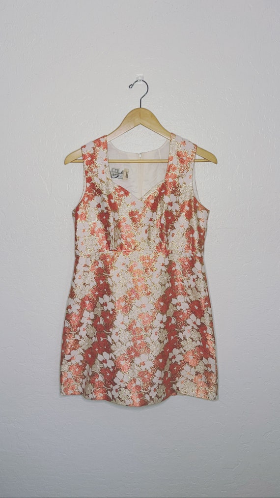Shimmer Me Flowers Mini Dress - 60s Vintage Mod Dress
