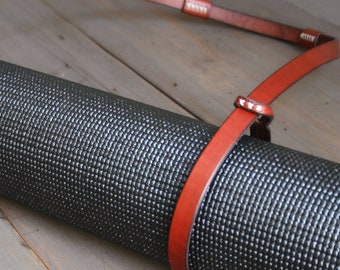 Leather Yoga Mat Holder - Handmade Strap Carrier for Yoga Mats - Yoga Studio Sling Bag Accessory