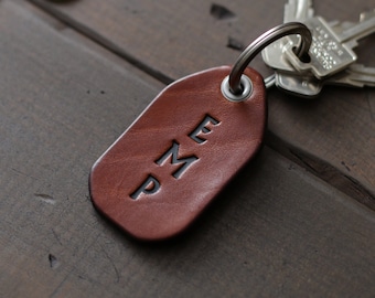 Custom Leather Keychain | Mini Key Fob Monogram | Date Keychain | Key Chains for Women or Men | Leather Key Fob | Leather Key Holder