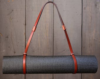 Leather Yoga Mat Holder - Handmade Strap Carrier for Yoga Mats - Yoga Studio Sling Bag Accessory