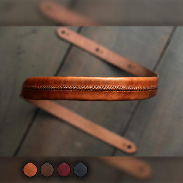 Leren gitaarband | Gepersonaliseerde gitaarband leer | Akoestische gitaarband | Dunne gitaarband | Gitaristcadeau | XPAD-stijl: