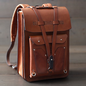 Leather Backpack - Leather Laptop Bag - Small Rucksack - Laptop Backpack - Laptop Case - Macbook - Handmade - School Bag - Knapsack - Travel