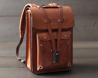 Leather Backpack - Leather Laptop Bag - Small Rucksack - Laptop Backpack - Laptop Case - Macbook - Handmade - School Bag - Knapsack - Travel