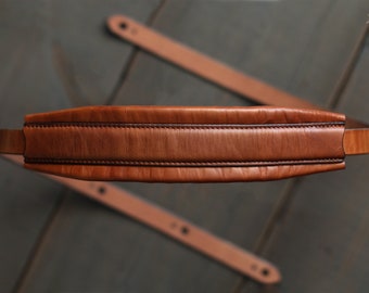 Padded Leather Guitar Strap for Electric or Acoustic Guitar | Personalised Guitar Belt for Musician Gift | PILLOW style