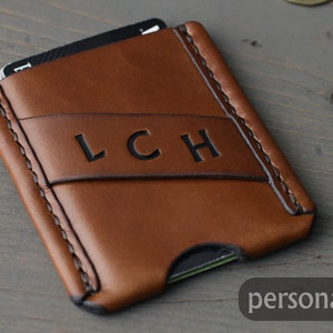 Slim Leather Wallet Business Card Holder ID Wallet EDC Wallet Minimalist Wallet Card Wallet Custom Wallet Money Clip Wallet image 9