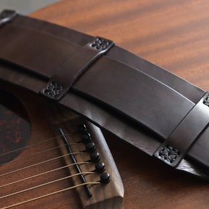 Leather Guitar Strap Personalized Guitar Strap Leather Bass Guitar Strap Wide Guitar Strap Brown Leather Guitar Strap VINTAGEstyle image 2