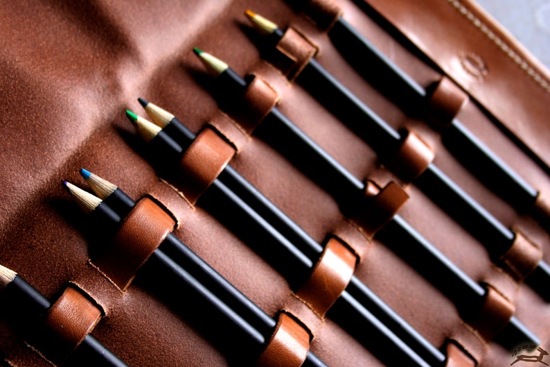 Leather Pencil Roll Fountain Pen Case Leather Pencil Case Etsy