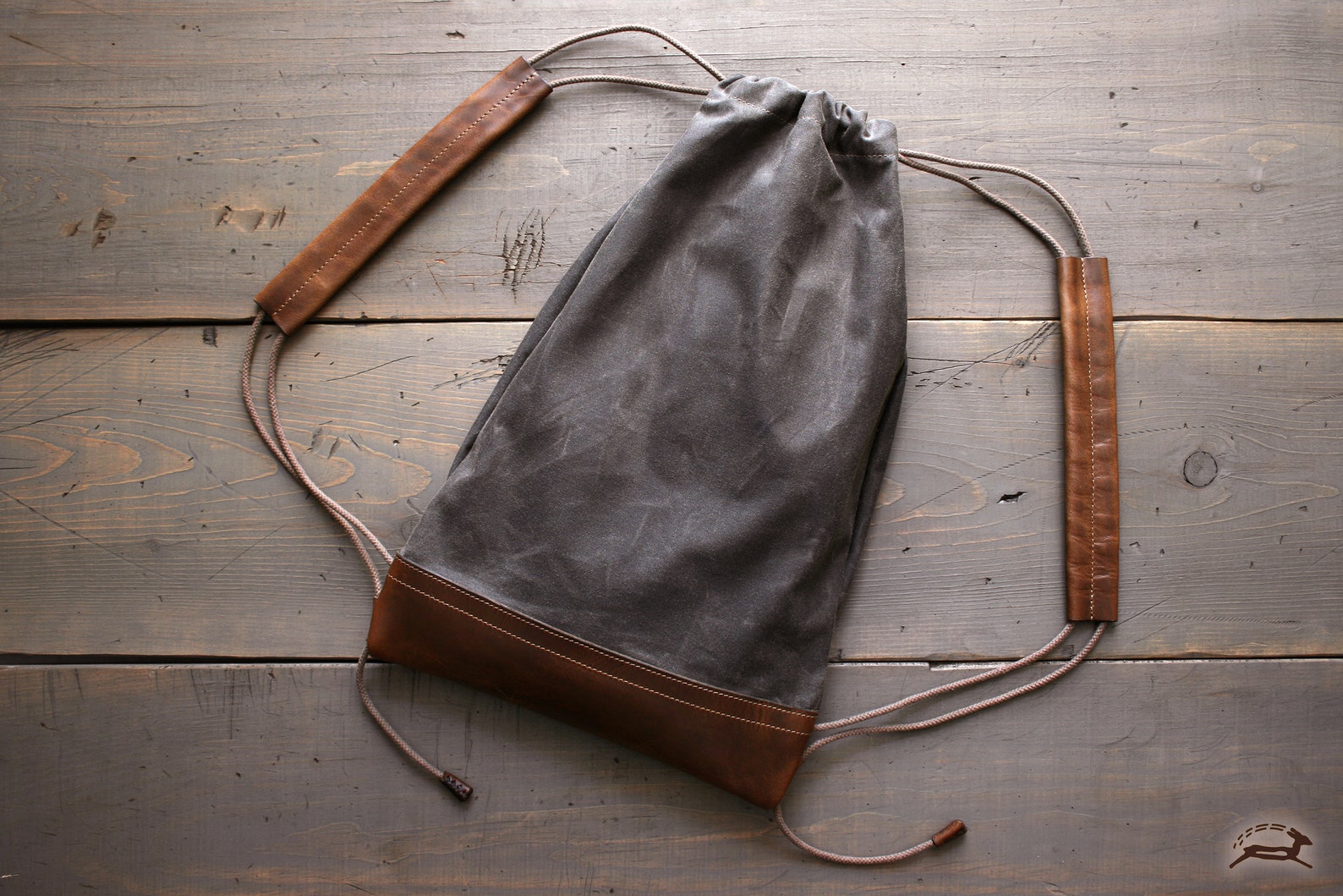 washed canvas drawstring backpack