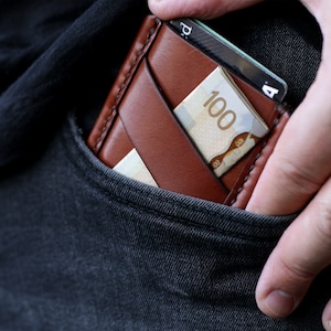 Slim Leather Wallet Business Card Holder ID Wallet EDC Wallet Minimalist Wallet Card Wallet Custom Wallet Money Clip Wallet image 2