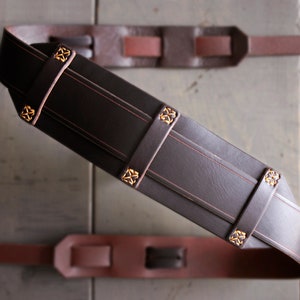 Leather Guitar Strap Personalized Guitar Strap Leather Bass Guitar Strap Wide Guitar Strap Brown Leather Guitar Strap VINTAGEstyle image 1