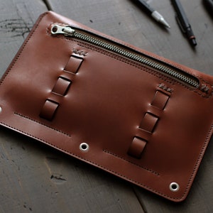 Darcis Brown Leather Pencil Case - Pencil Case Made Of High-Quality Cowhide Leather With 33 Loops - Handmade Pencil Case - Leather Case - Pencil Case Vintage, Brown, Classic" Or "vintage - View #4