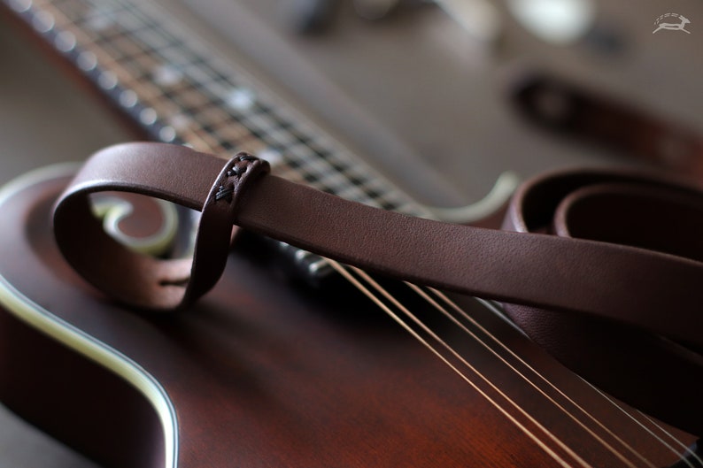 Leather Mandolin Strap Custom Mandolin Strap F-style & A-style Bluegrass Mandolin Leather Strap for Mandolin Instrument FOLK style image 5