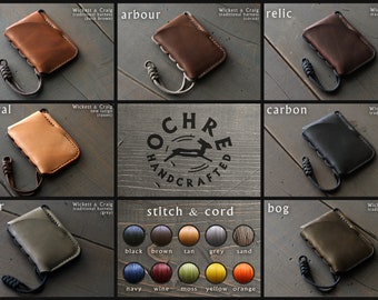 Porta carte in pelle con cordino in paracord Portafoglio sottile in