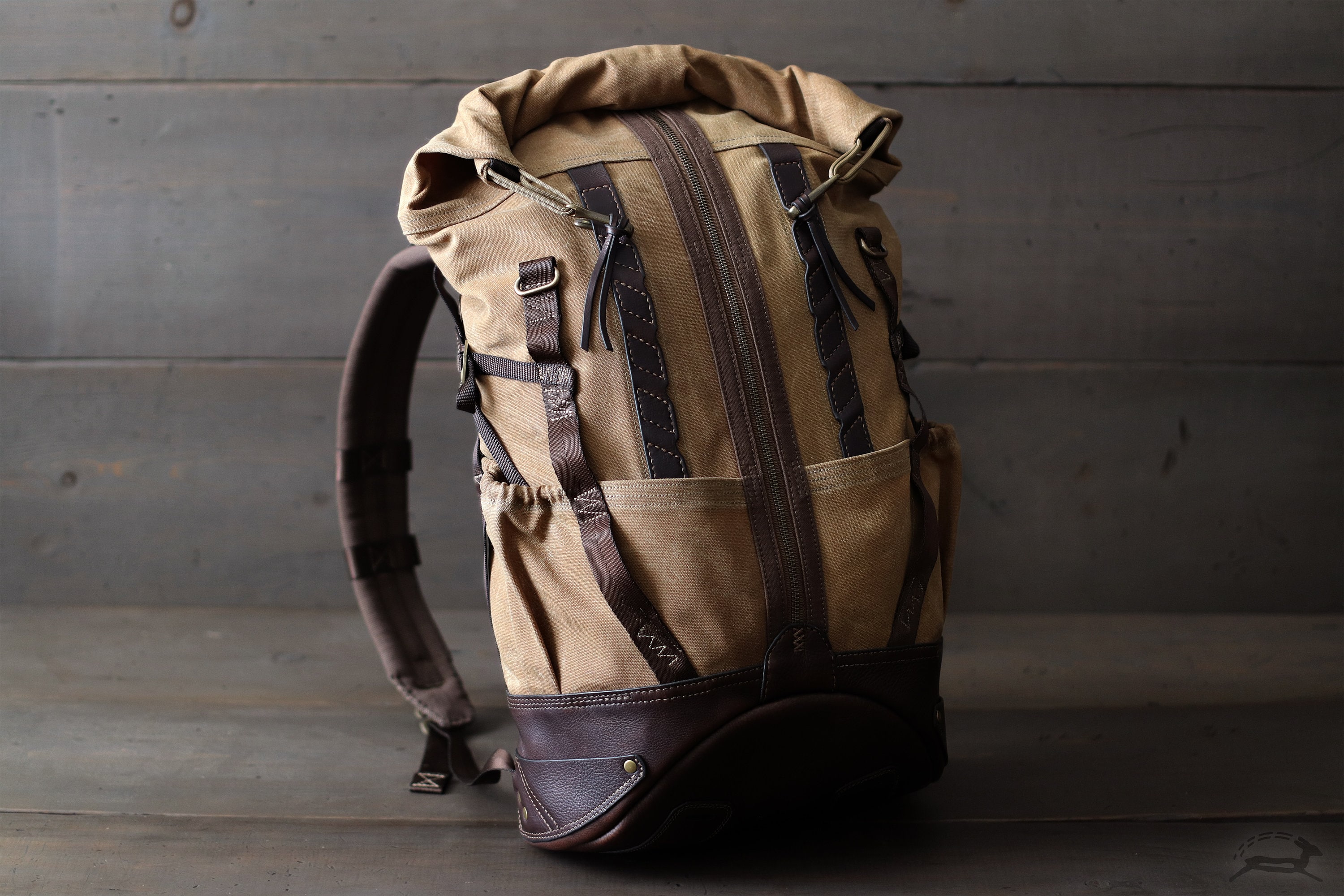 Wax Canvas With Full Grain Leather Travel Backpack Waterproof Waxed Canvas  Laptop Rucksack Canvas Outdoor Backpack