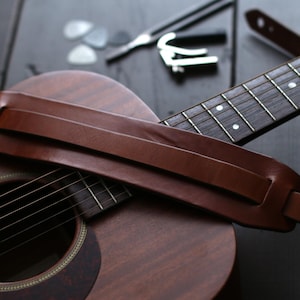 Leather Guitar Strap | Custom Guitar Strap | Handmade Guitar Strap | Personalized Guitar | Acoustic Guitar | Bass Guitar Gifts | FOLK style image 9