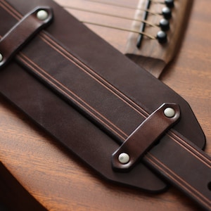 Leather Guitar Strap Custom Guitar Strap Acoustic or Electric Guitar Brown or Black Leather Guitar Strap Musician Gift BOLD Style image 3