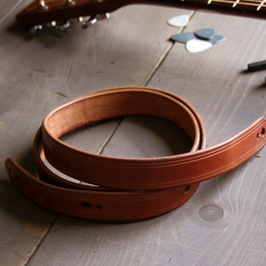 Leather Guitar Strap Custom Guitar Strap Acoustic or Electric Guitar Brown or Black Leather Guitar Strap Musician Gift BOLD Style image 7