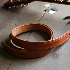 Leather Guitar Straps Vintage Guitar Strap Guitar Accessories Acoustic or Electric Guitar Banjo Strap Groomsman Gift THIN style 画像 1