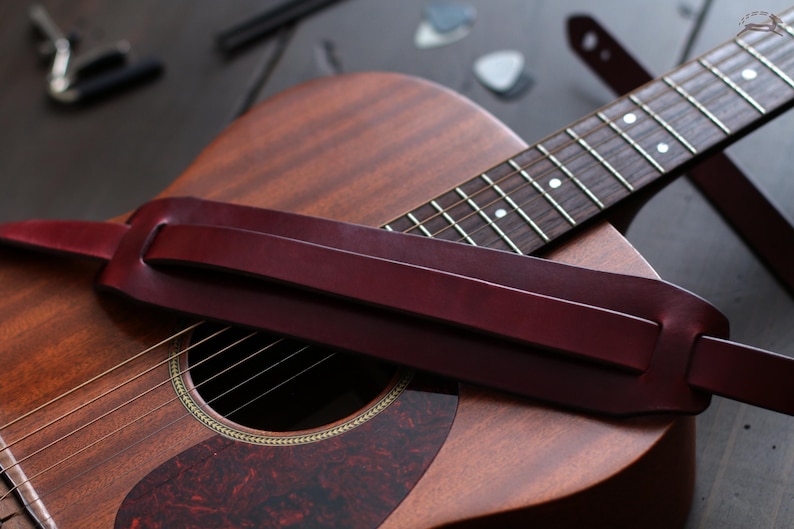 Leather Guitar Strap | Custom Guitar Strap | Handmade Guitar Strap | Personalized Guitar | Acoustic Guitar | Bass Guitar Gifts | FOLK style image 5