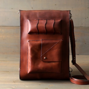 Leather Backpack Satchel Laptop Bag Shoulder Bag Daypack School Bag Handmade Leather Bag Leather Messenger Men Backpack Women image 1