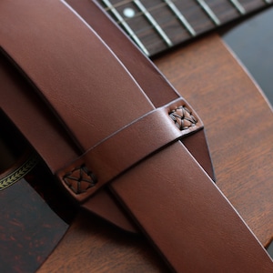 Leather Guitar Strap Personalized Guitar Strap Leather Bass Guitar Strap Wide Guitar Strap Brown Leather Guitar Strap VINTAGEstyle image 5