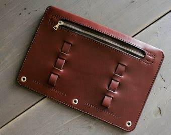 Leather Pencil Case - Custom Pencil Holder - Brown Leather - Makeup Case - Zipper Pouch - Envelope Case - Student, illustrator, Teacher