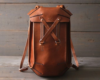 Leather Backpack | Small Rucksack | Backpack Women | City Backpack | Retro Backpack | Laptop Backpack | Tan Leather Backpack Unisex