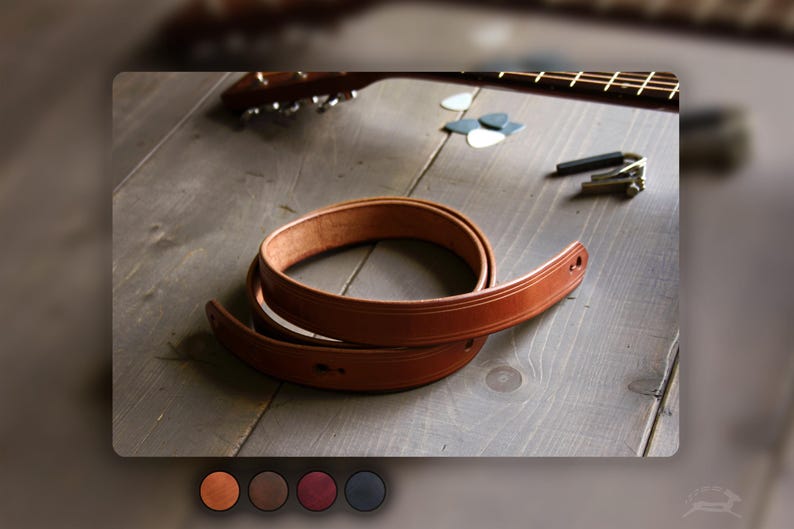 Correas de guitarra de cuero / Correa de guitarra vintage / Accesorios para guitarra / Guitarra acústica o eléctrica / Correa para banjo / Regalo para padrinos de boda / Estilo fino imagen 1