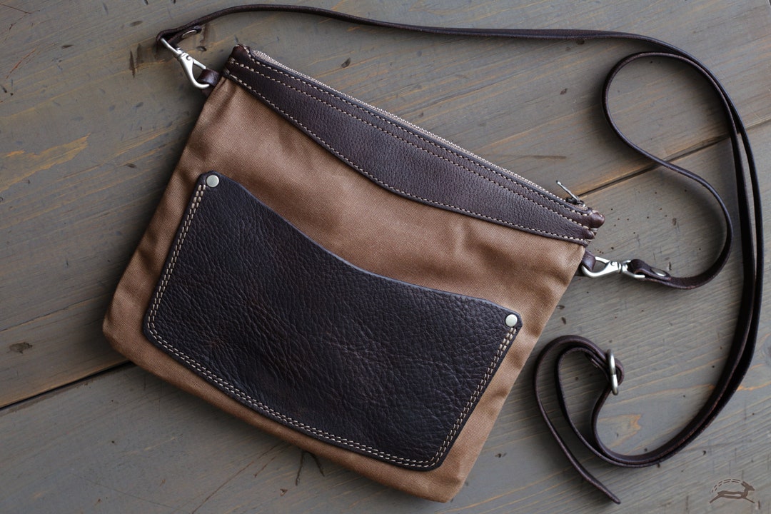 Canvas Crossbody Handbag With Leather Strap Canvas Shoulder - Etsy