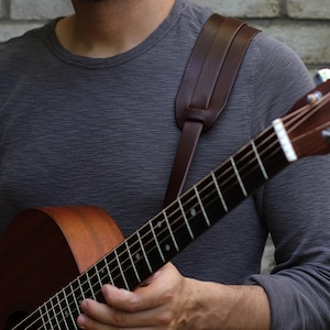 Leather Guitar Strap | Custom Guitar Strap | Handmade Guitar Strap | Personalized Guitar | Acoustic Guitar | Bass Guitar Gifts | FOLK style image 4