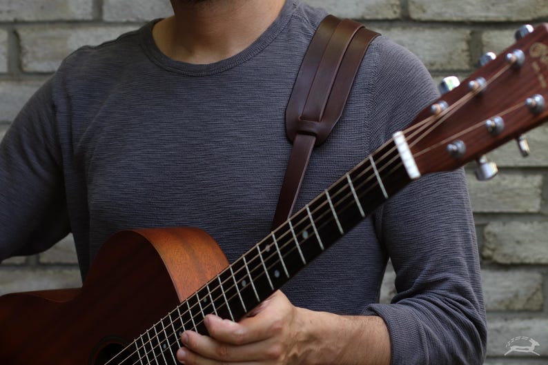 Leather Guitar Strap | Custom Guitar Strap | Handmade Guitar Strap | Personalized Guitar | Acoustic Guitar | Bass Guitar Gifts | FOLK style image 4
