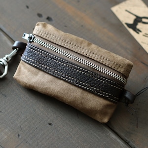 Carteras con cremallera para hombre o mujer / Cartera con llavero de lona encerada / Organizador de bolsillo EDC / Cartera personalizada / Cartera con cremallera / Cartera para mujer