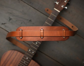 Leather Guitar Strap | Custom Guitar Strap Acoustic or Electric Guitar | Brown or Black Leather Guitar Strap | Musician Gift | BOLD Style